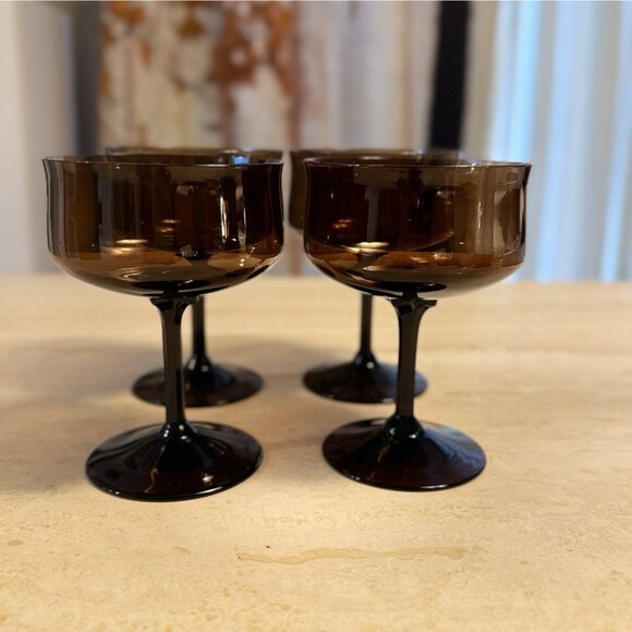 Vtg Lenox USA Espresso Brown Champagne / Sherbet Glasses - Set Of 4 - Picture 3 of 5